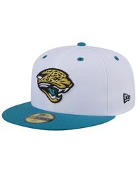 KTZ - White/teal Jacksonville Jaguars Throwback Logo Flipside Two-tone 59fifty Fitted Hat - Lyst