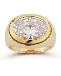 Rachel Zoe - 14k Plated Sterling Silver Oval Signet Ring - Lyst