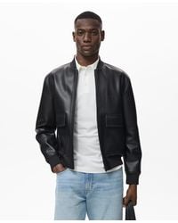 Mango - Leather-effect Bomber Jacket - Lyst