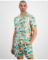 Guess - Short Sleeve Palm Print Camp Shirt - Lyst