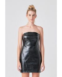 Grey Lab - Strapless Faux Leather Mini Dress - Lyst