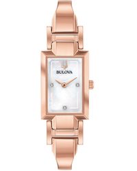 Bulova - Diamond-accent -tone Stainless Steel Bangle Bracelet Watch 18x33mm - Lyst