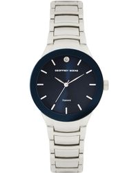 Geoffrey Beene Genuine Blue Sapphire Dial Bracelet Watch in Silver 
