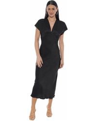 Bebe - Crepe Satin V-neck Maxi Dress - Lyst