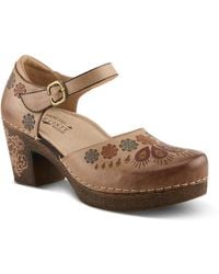 L'ARTISTE - Bridgitte Hand-painted Mary Jane – Leather Floral Strap Heel With Arch Support - Lyst