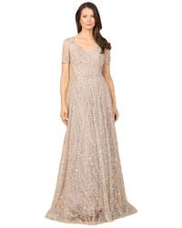 Lara - Short Sleeve V-neck Beaded Ballgown - Lyst