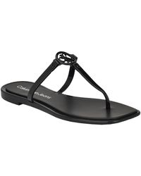 Calvin Klein - Edhen Logo T-strap Flat Jelly Sandals - Lyst