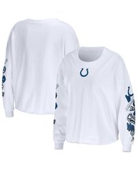 Women's WEAR by Erin Andrews White Buffalo Bills Celebration Cropped Long  Sleeve T-Shirt