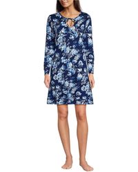 Lands' End - Cotton Interlock Long Sleeve Above The Knee Nightgown - Lyst