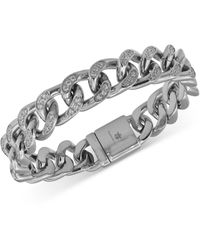 Macy's Cubic Zirconia Curb Link Bracelet In Stainless Steel - Metallic