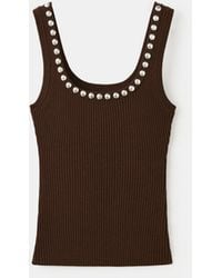 Mango - Studs Ribbed Top - Lyst