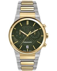 Ferragamo - Salvatore Swiss Chronograph Two-tone Stainless Steel Bracelet Watch 41mm - Lyst