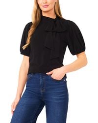 Cece - Short-sleeve Tie Neck Bow Detail Top - Lyst