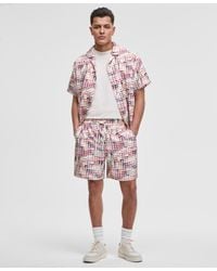 Mode Of One - Squared Up Relaxed-fit Geo-print 6-1/2" Shiny Twill Shorts - Lyst