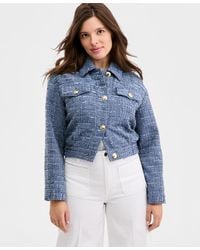 On 34th - Woven Solid Cropped Tweed Jacket - Lyst