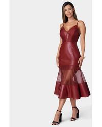 Bebe - Mesh And Faux Leather Dress - Lyst