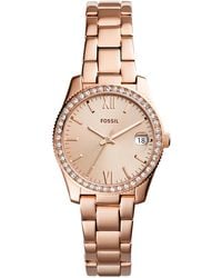 Fossil - Women's Scarlette Rose Gold-tone Stainless Steel Bracelet Watch 32mm - Lyst