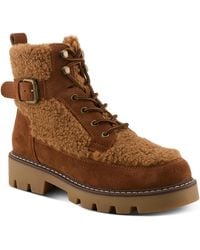 Spring Step - Azura Namiko Suede And Sherpa Bootie - Lyst