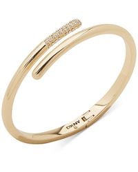 DKNY - Gold-tone Pave Crystal Bypass Bangle Bracelet - Lyst