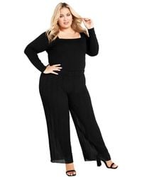 Avenue - Plus Size Victoria Pleated Pull On Pant - Lyst