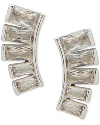 Anne Klein - Silver-tone Baguette Cubic Zirconia Drop Earrings - Lyst