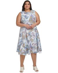 Calvin Klein - Plus Size Printed Sleeveless Fit & Flare Dress - Lyst