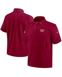 Nike - Washington Commanders Sideline Coach Short Sleeve Hoodie Quarter-zip Jacket - Lyst