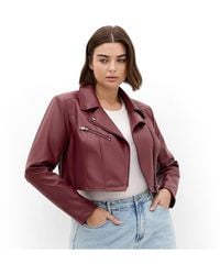 City Chic - Amira Faux Leather Jacket - Lyst