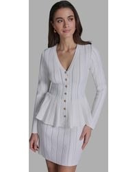 BCBGMAXAZRIA - Long-sleeve Button-front Peplum Top - Lyst