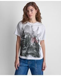 DKNY - New York Stacked Two-tone Sequin Logo Crewneck T-shirt - Lyst