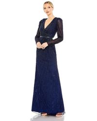 Mac Duggal - Sequined Wrap Over Long Sleeve Gown - Lyst