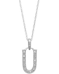 Macy's - 14k White Gold Necklace, Diamond Accent Letter U - Lyst