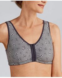 Amoena Frances Wire-free Front Closure Post-surgery Bra - Gray