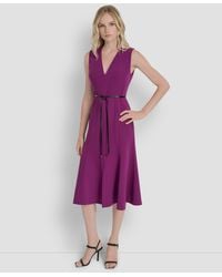 DKNY - Sleeveless V-neck Fit & Flare Dress - Lyst