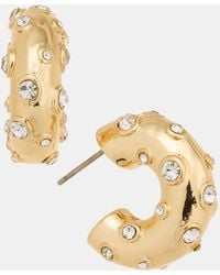 On 34th - Small Pave Chubby Hoop Earrings - Lyst