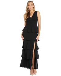 R & M Richards - Multi-tiered Side-slit Gown - Lyst