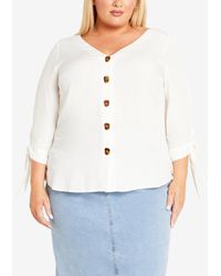 Avenue - Plus Size Eliza V-neck Shirt Top - Lyst