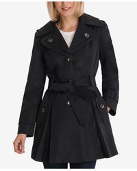 London Fog Hooded Belted Trench Coat - Black