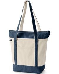 Lands' End - Medium 5 Pocket Zip Top Long Handle Canvas Tote Bag - Lyst