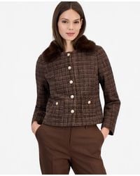 Tahari - Cropped Boucle Plaid Jacket - Lyst