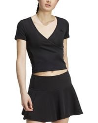 adidas - Surplice-neck Three-stripes Short-sleeve T-shirt - Lyst