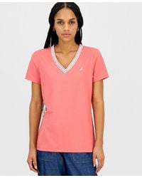 Nautica - Jeans Solid Stripe-trim V-neck - Lyst