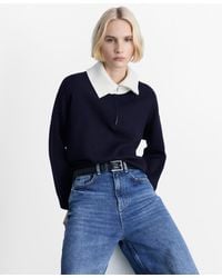Mango - Contrast Collar Knit Sweater - Lyst