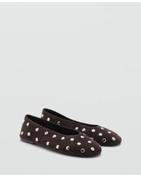 Mango - Suede Studs Ballet Flats - Lyst