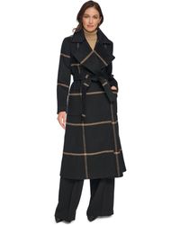 DKNY - Plaid Maxi Wool Blend Coat - Lyst