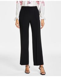 Anne Klein - Solid Pintuck Mid Rise Wide-leg Pants - Lyst
