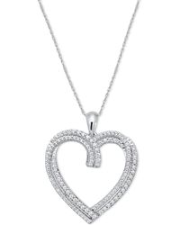Macy's - Diamond Double Row Heart Pendant Necklace (1/2 Ct. T.w. - Lyst