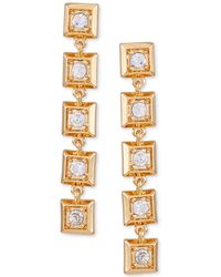 Tahari - Tone Pave Square Linear Drop Earrings - Lyst