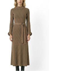 Modenaire - Ribbed Knit Mock-neck Fit-and-flare Dress - Lyst