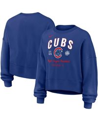 Nike - Royal Chicago Cubs Oversized Long Sleeve Cropped Pullover Sweatshirt - Lyst